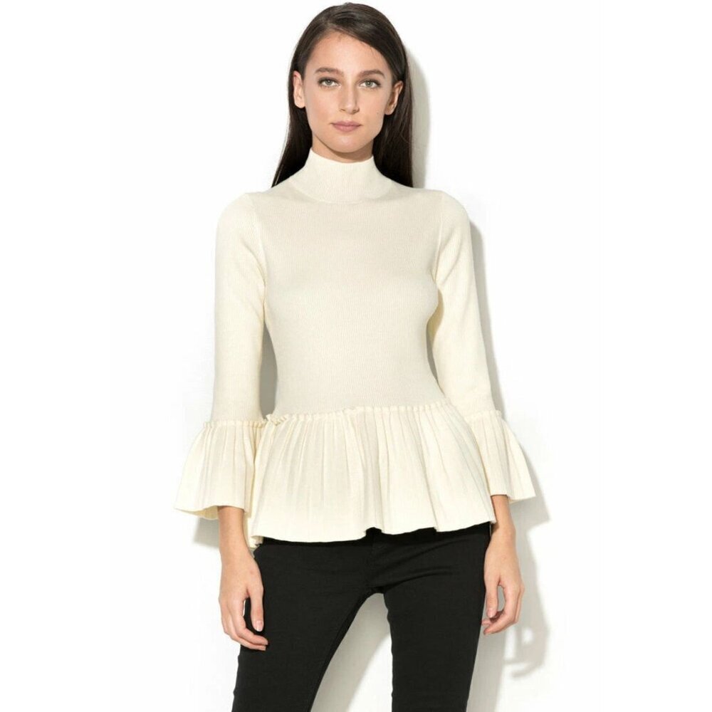 Ted Baker London Lislie Ribbed Pleated Ruffle Peplum Sweater Size 4 - 41653